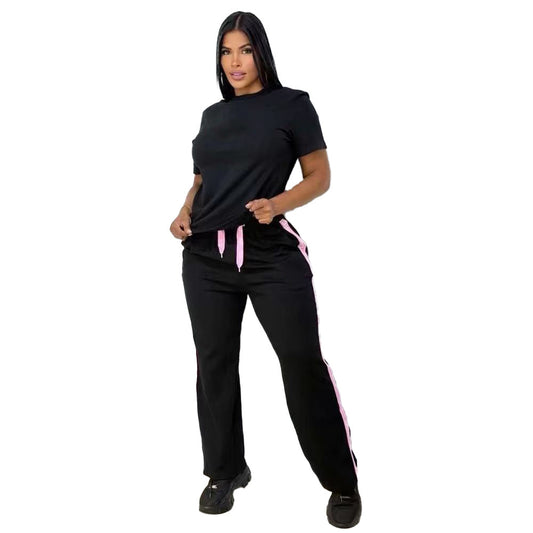 Casual Rhinestone-Embellished Tracksuit