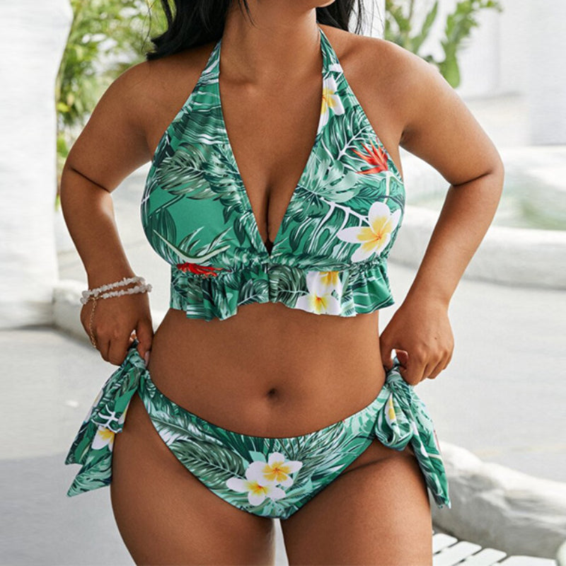 Floral Print Backless Sexy Bikini