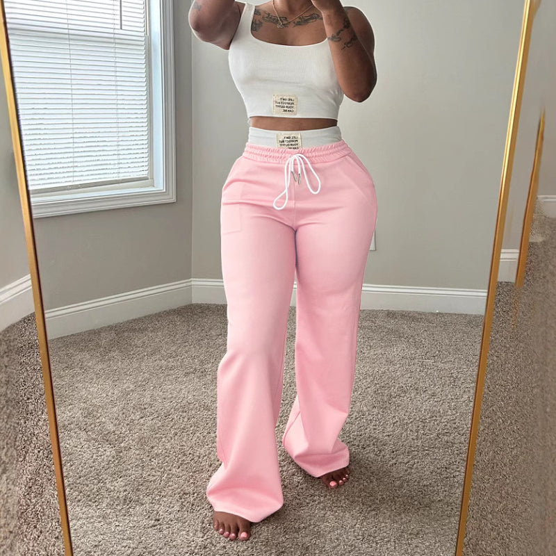 Sports tank top and drawstring wide-leg pants set