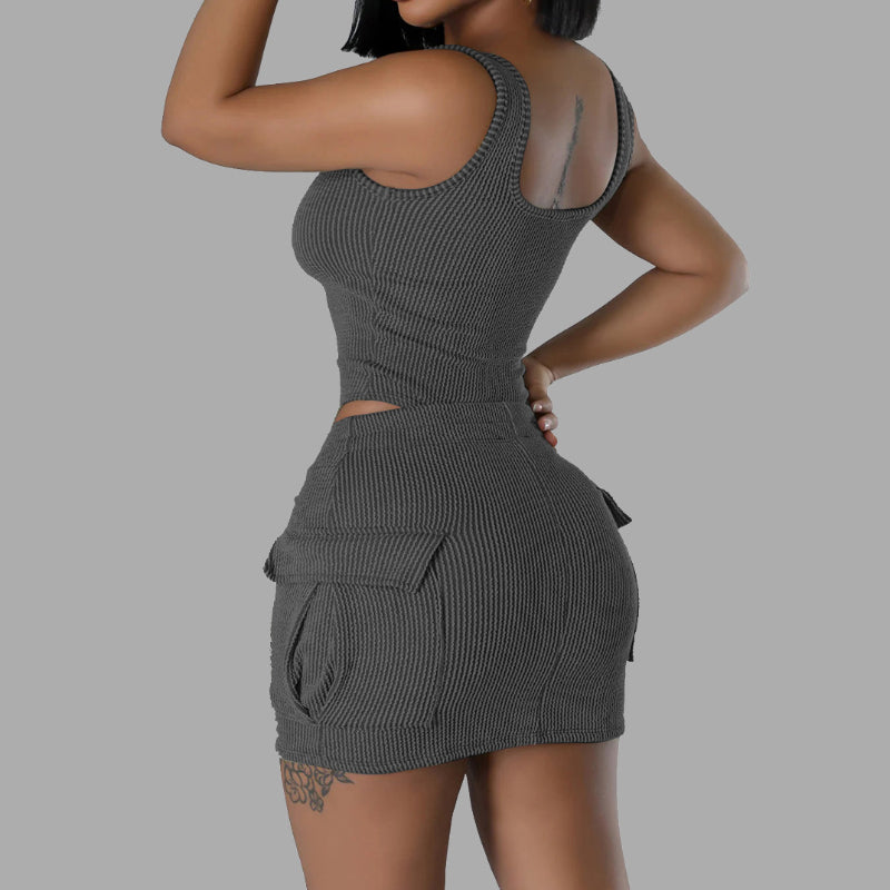 Casual Jacquard Bikini Skirt Set