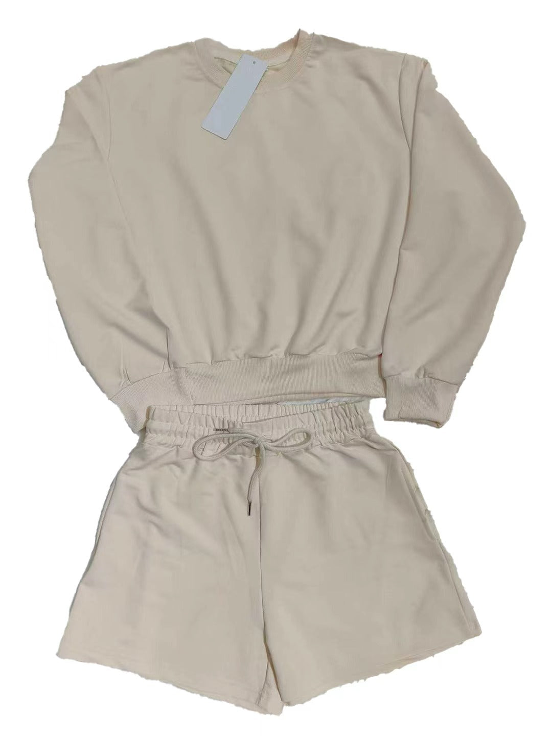 Women's Long-sleeved Sweatshirt + Shorts