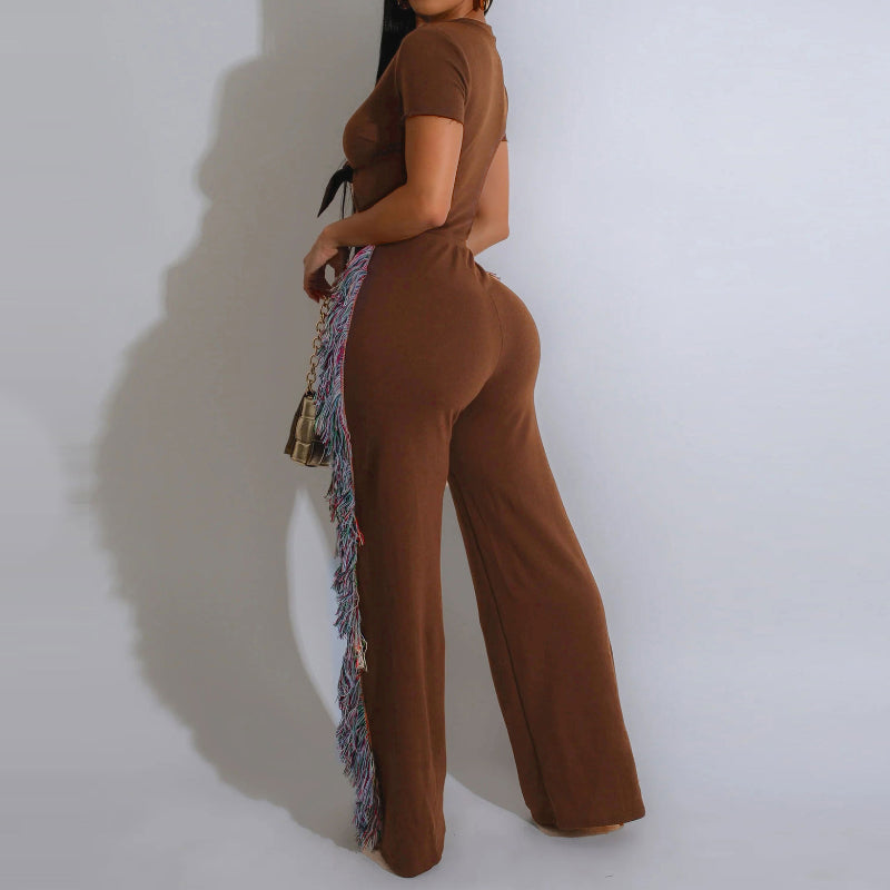 Sexy strappy tassel jumpsuit