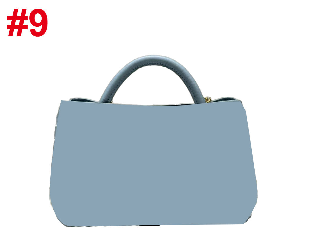 Woven leather handbag