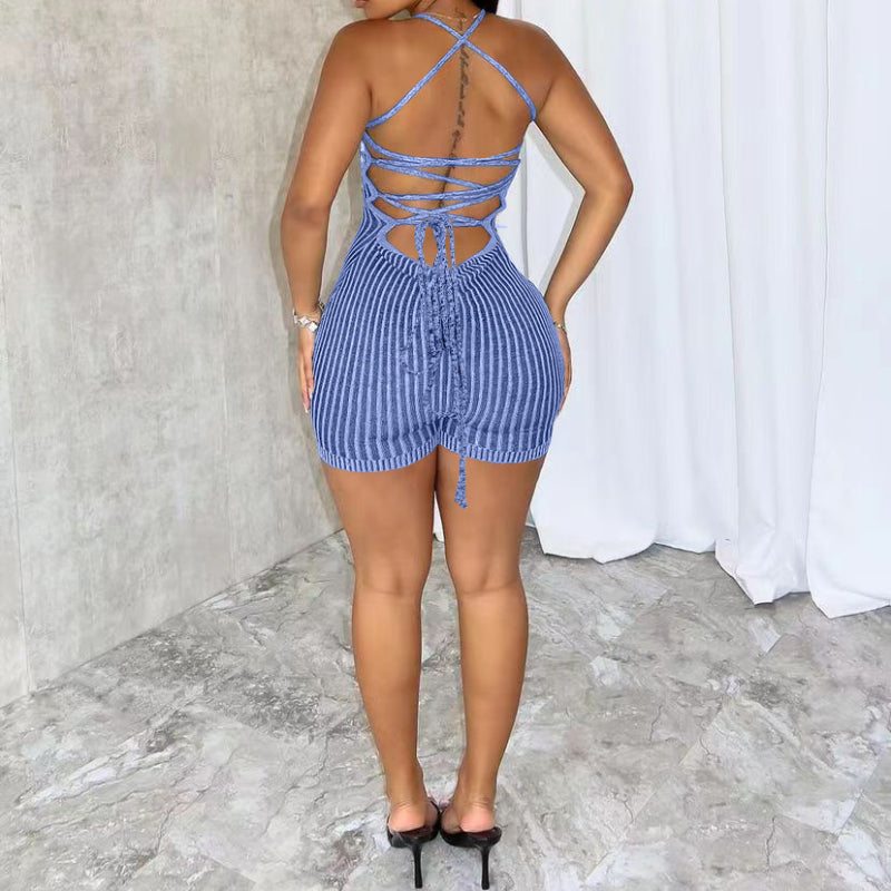 Sexy Stylish Casual Backless Knit Jumpsuit