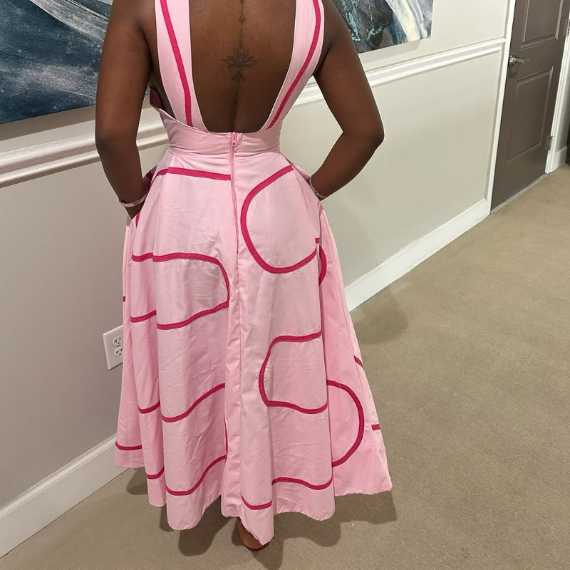 Square collar Cinched Waist slip dress