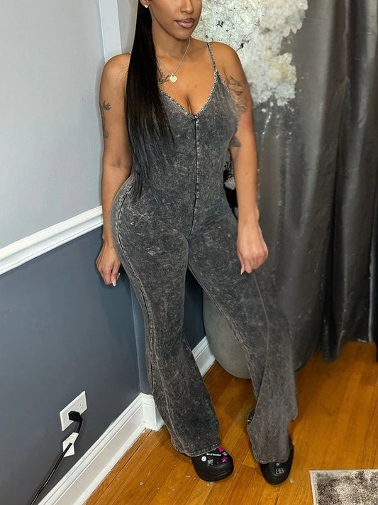 Sleeveless Denim Jumpsuit