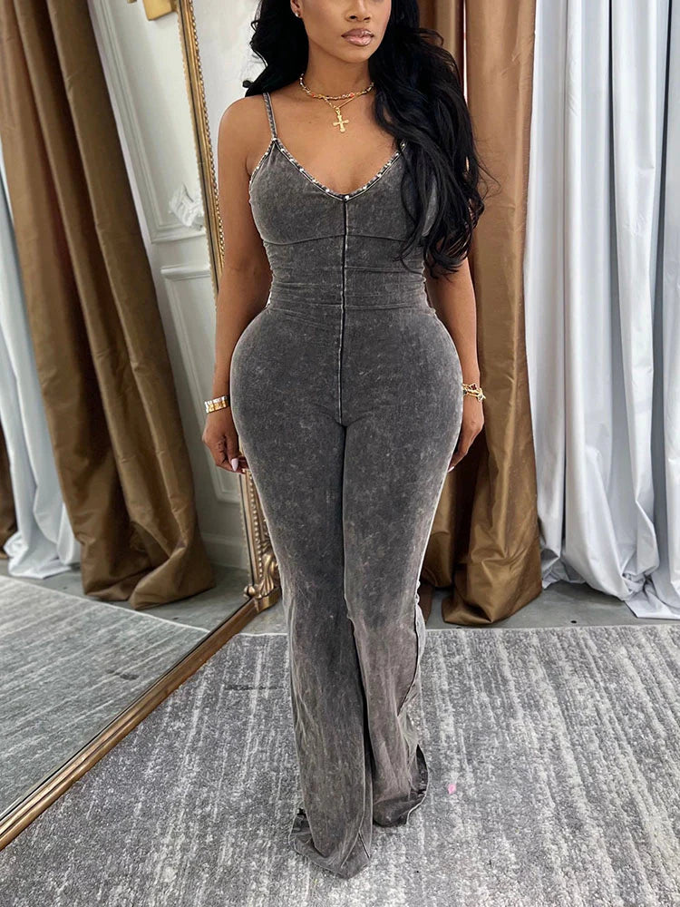 Sleeveless Denim Jumpsuit