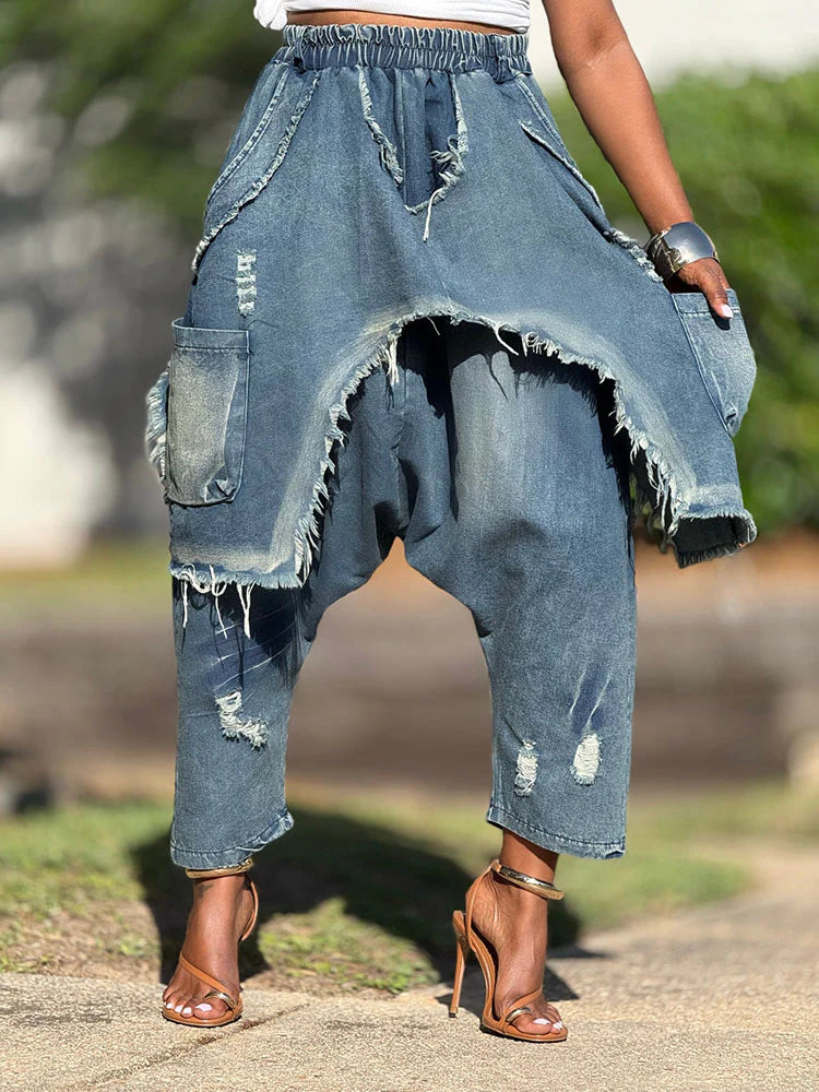 Overlay Denim Joggers