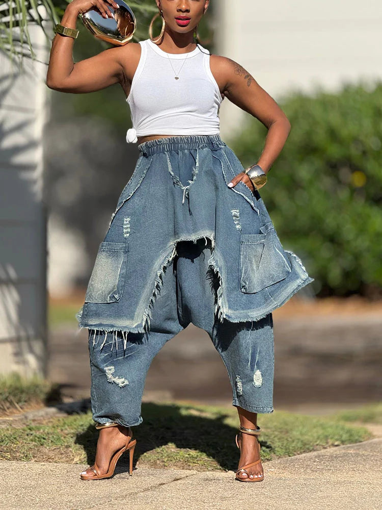 Overlay Denim Joggers