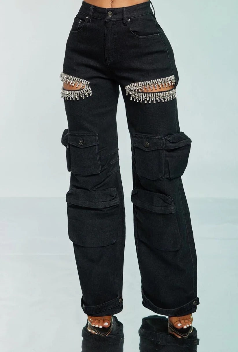Cut-out diamond cargo pants