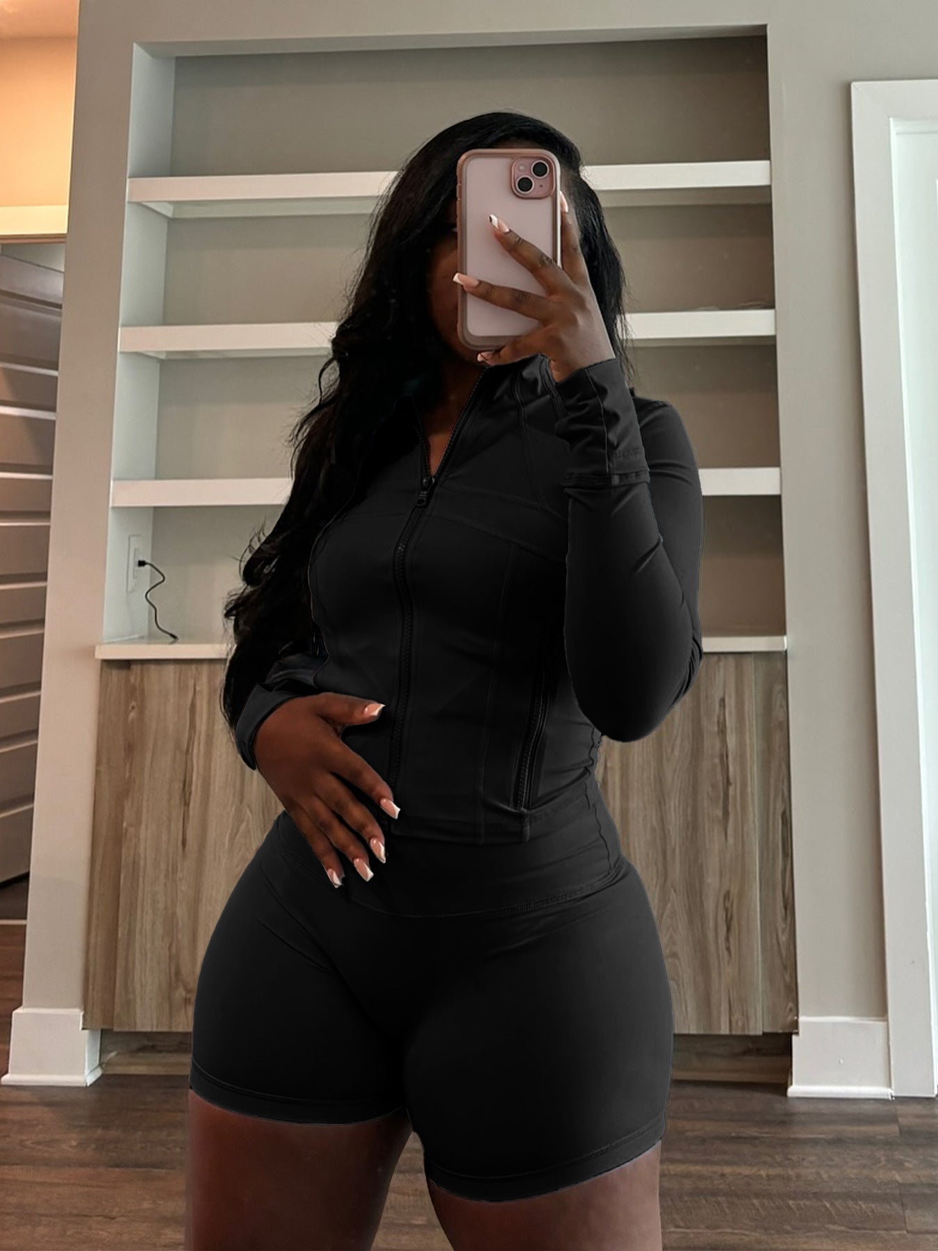 Long Sleeve Zipper Crop Lounge Sweatsuit