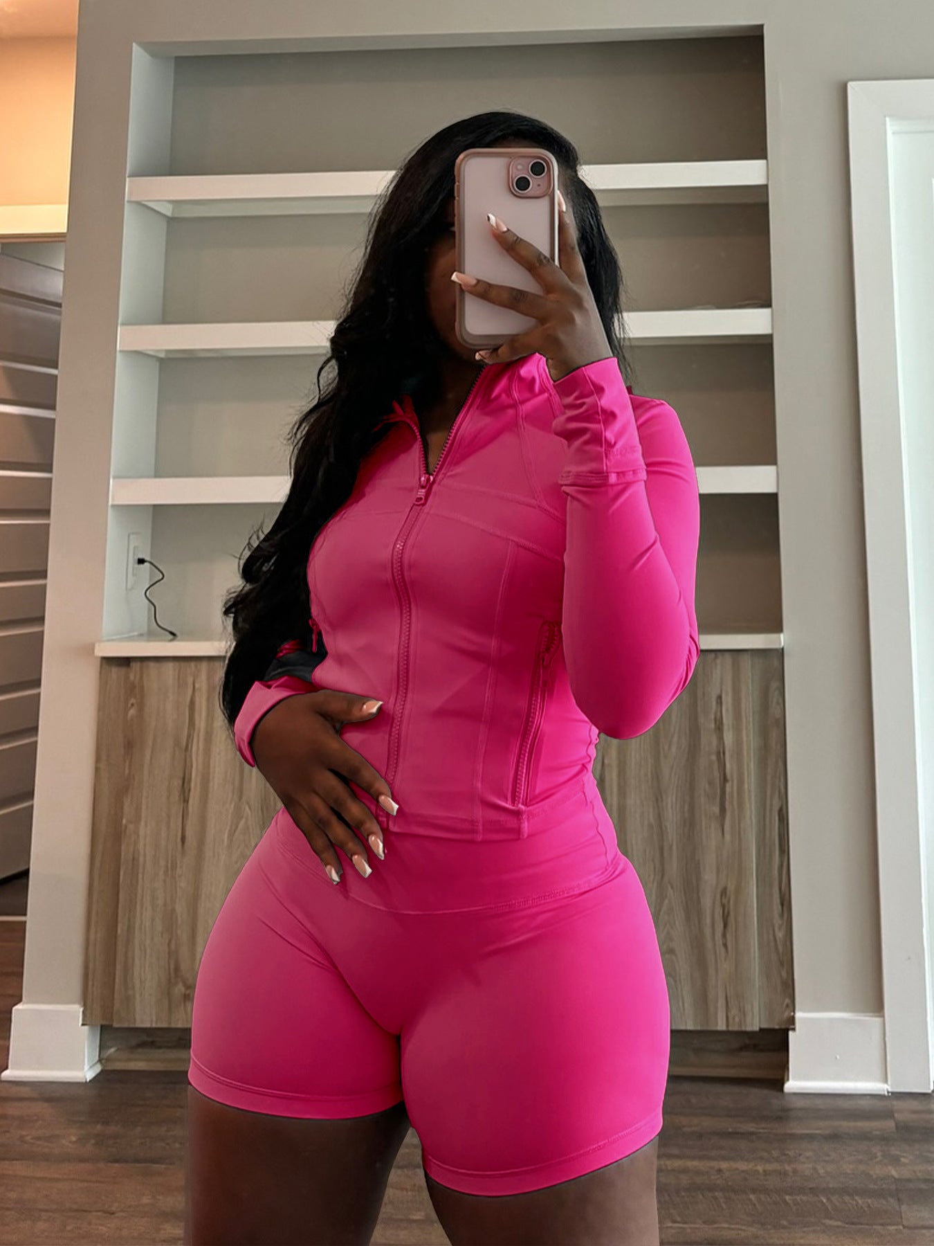 Long Sleeve Zipper Crop Lounge Sweatsuit