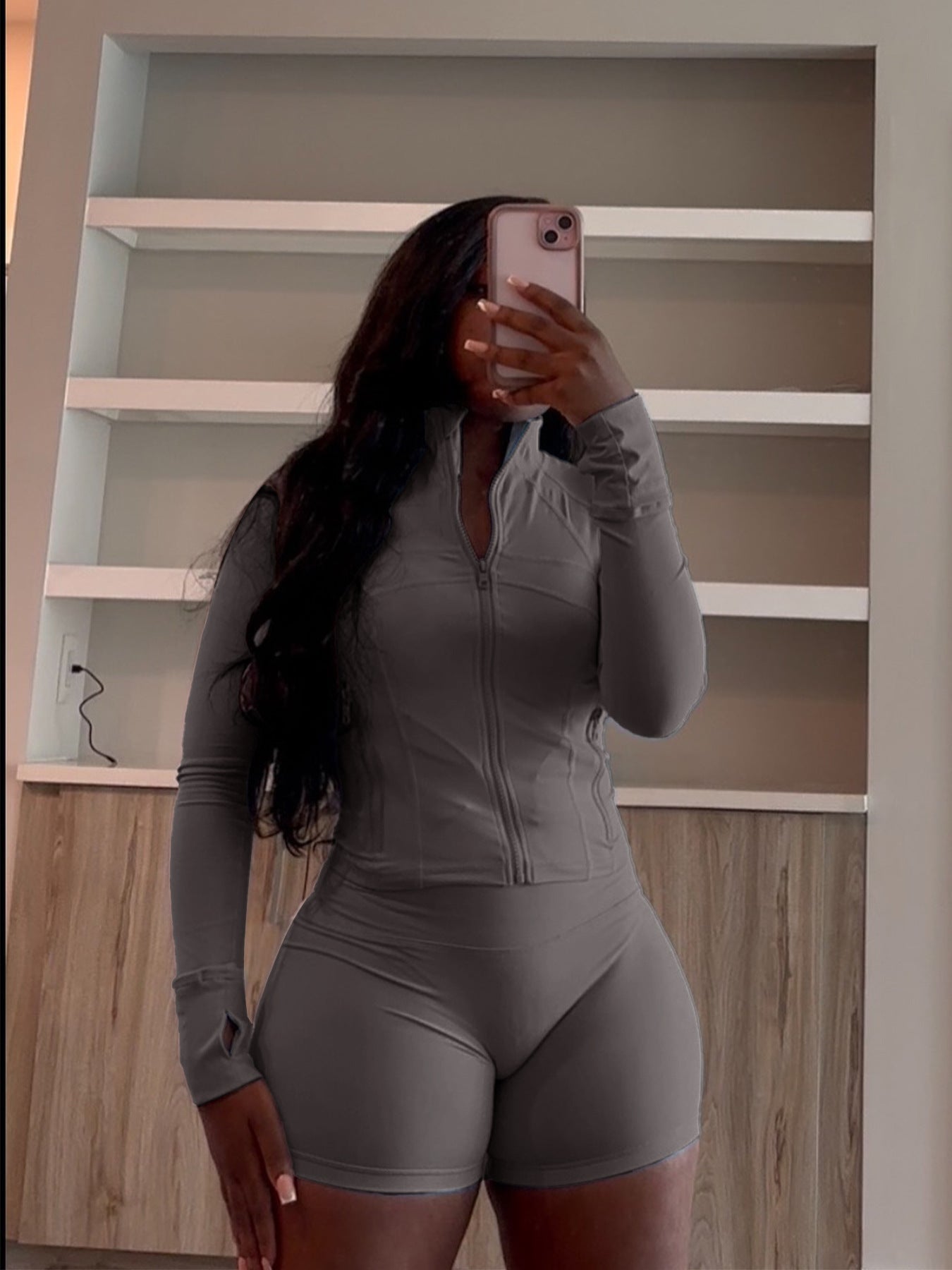 Long Sleeve Zipper Crop Lounge Sweatsuit