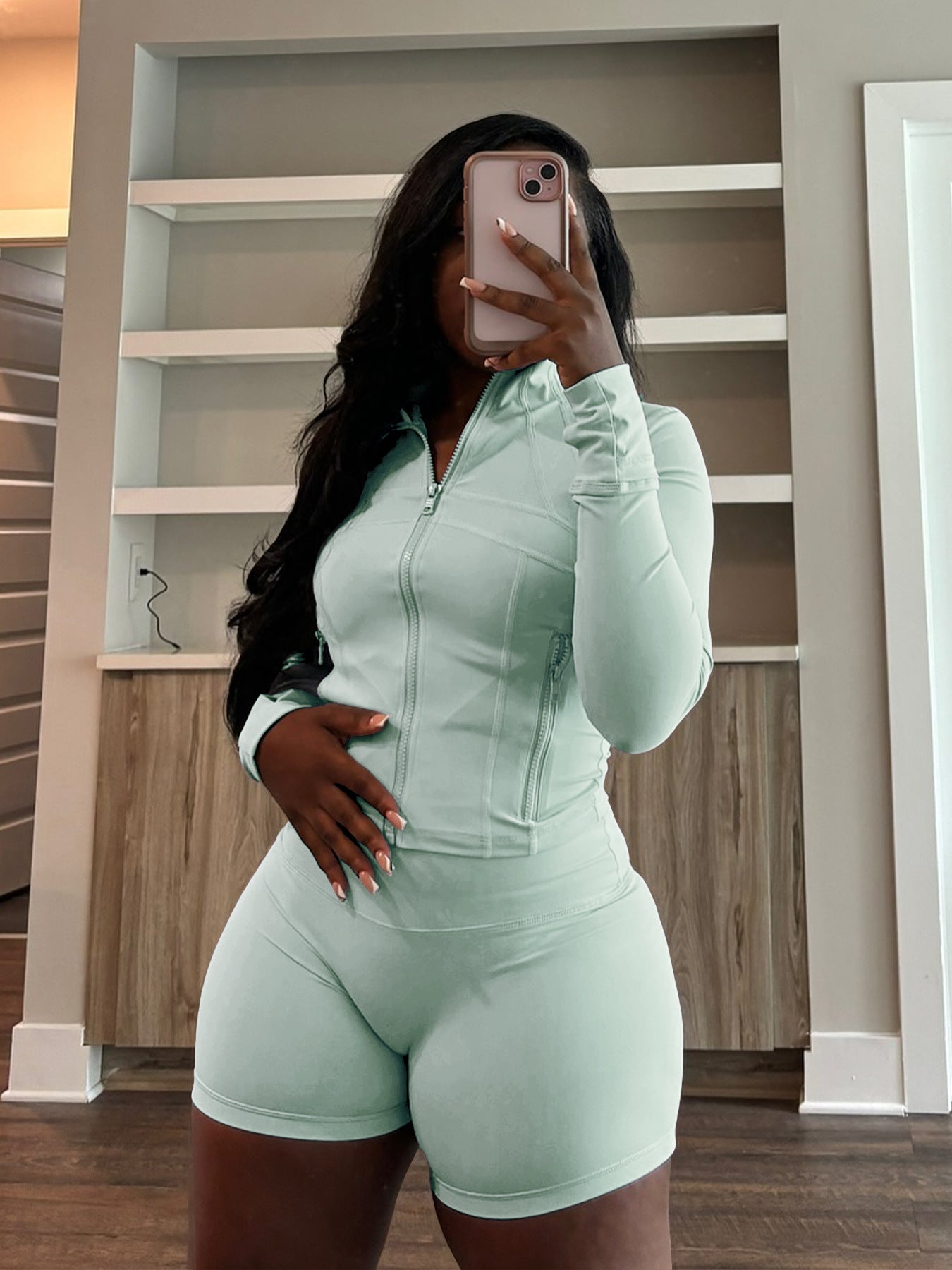 Long Sleeve Zipper Crop Lounge Sweatsuit