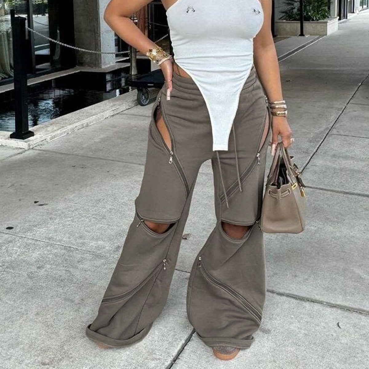 Loose Straight-Leg Flared Pants