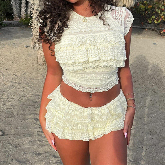 Sexy Party Lace Patch Short Sleeve  set