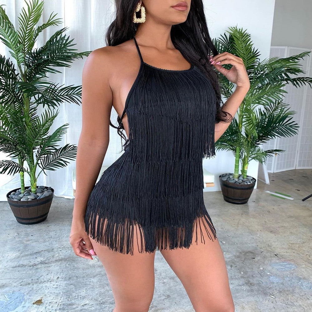 Sexy Fringe Backless Jumpsuit