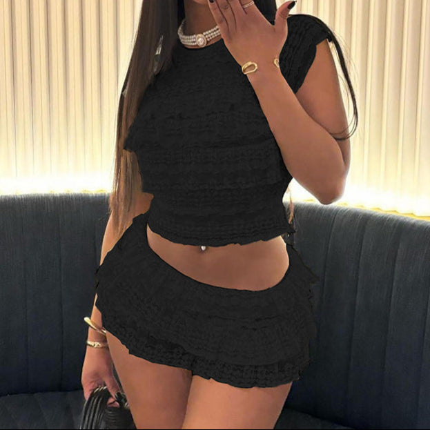 Sexy Party Lace Patch Short Sleeve  set
