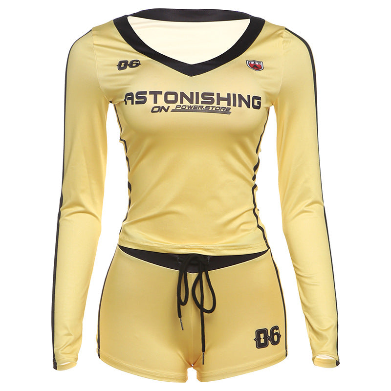 V-Neck High-Waisted Bodycon Pants Set