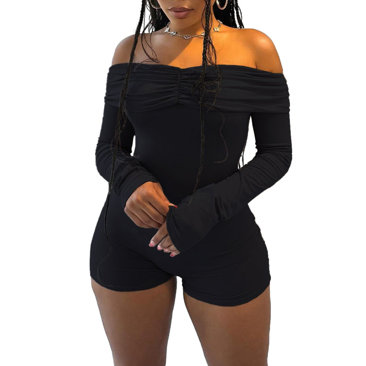 Boat-Neck Ruffled Jumpsuit