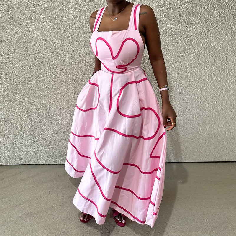 Square collar Cinched Waist slip dress