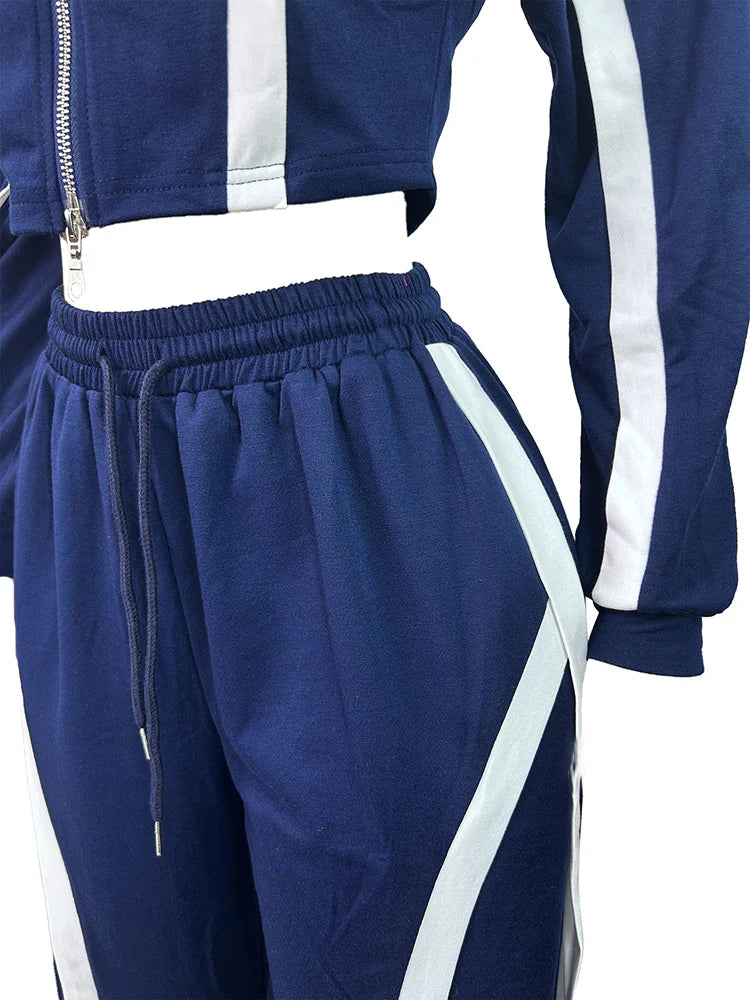 Contrast Jacket & Wide Pants Set