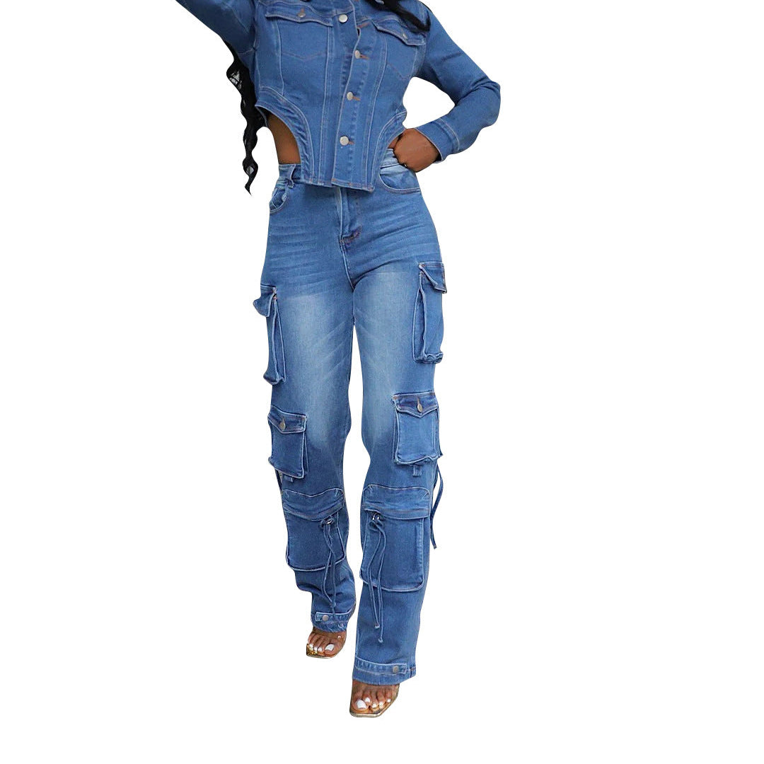 Casual Washed Denim Set