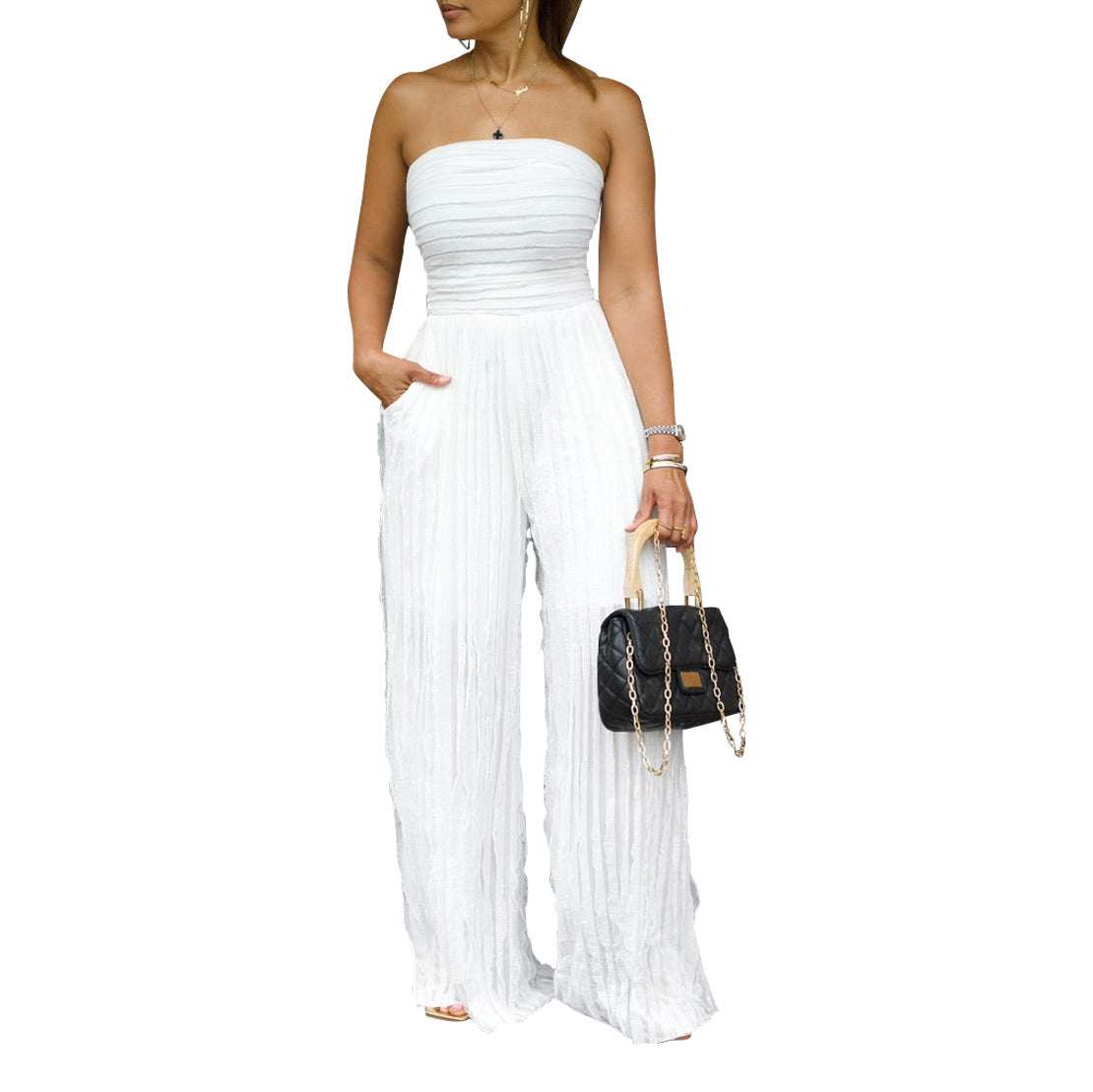 High-waist Sexy Strapless Wide-leg Pants