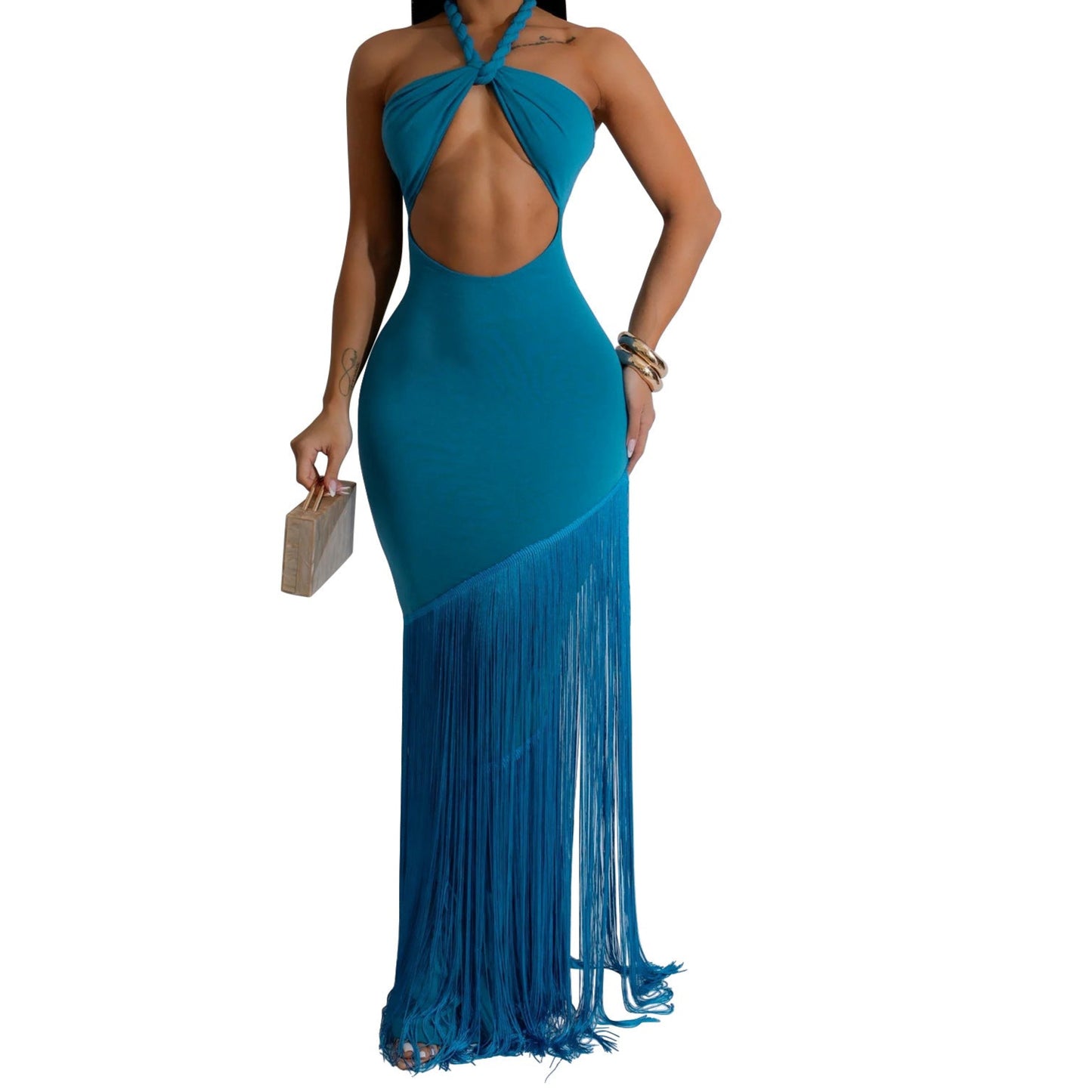 Fringe Bustier Bandage Gown