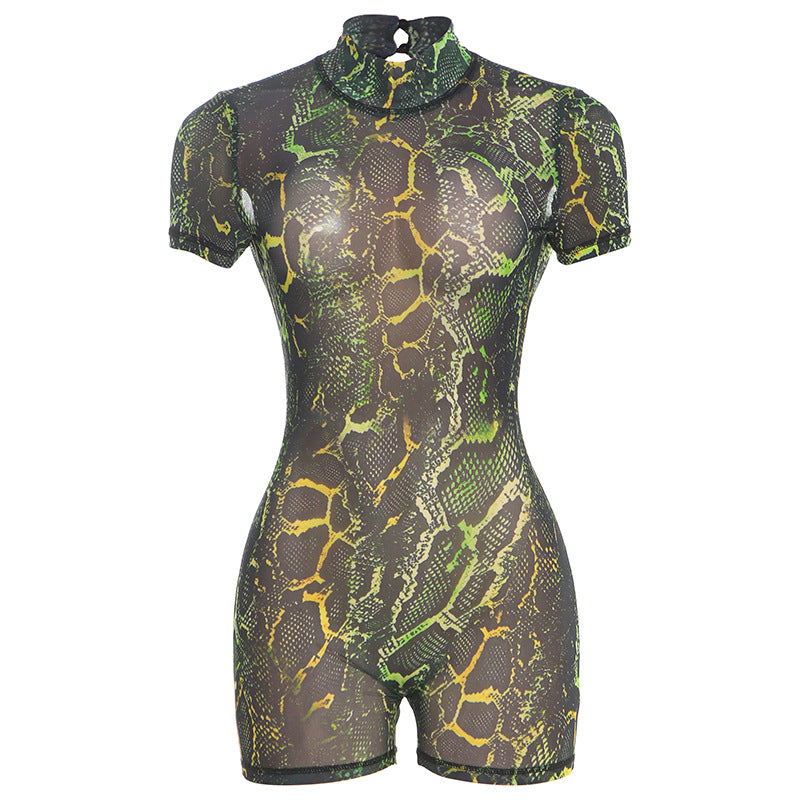 Mesh sexy hot girl high waisted backless jumpsuit