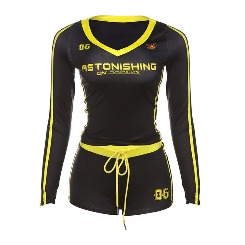 V-Neck High-Waisted Bodycon Pants Set