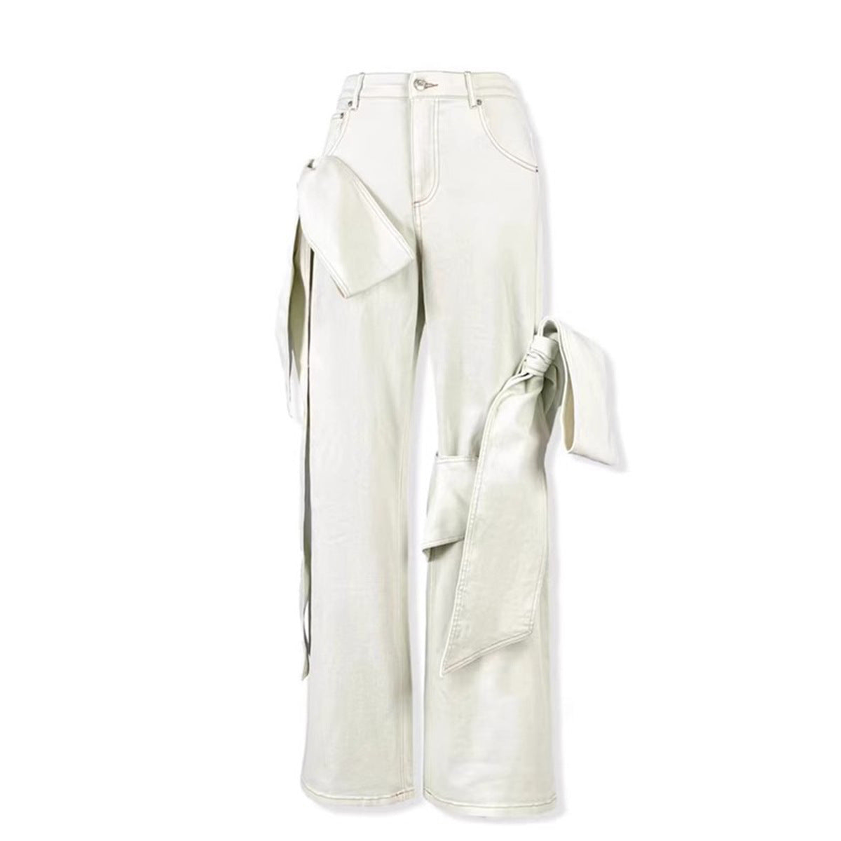 Bow bandeau distressed jeans set