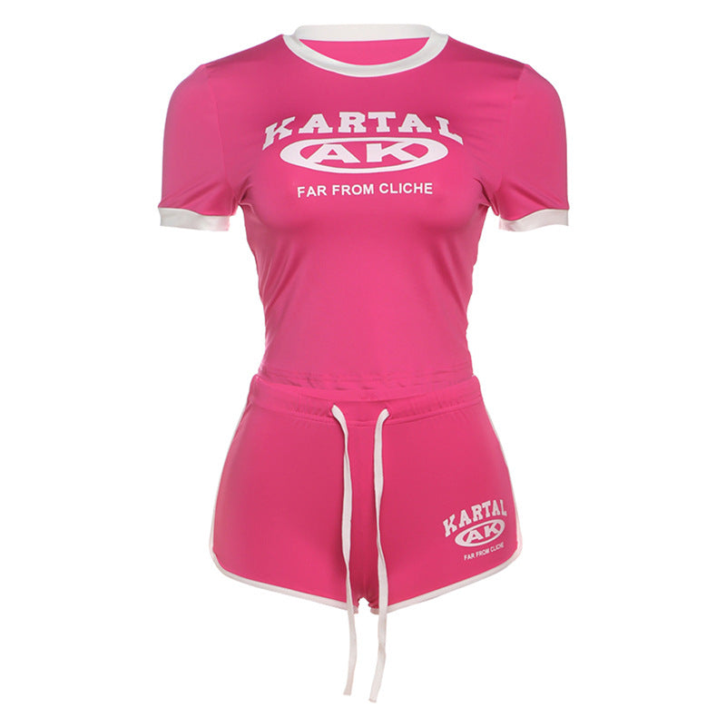 Printed Slim-Fit Crop Top Shorts Set