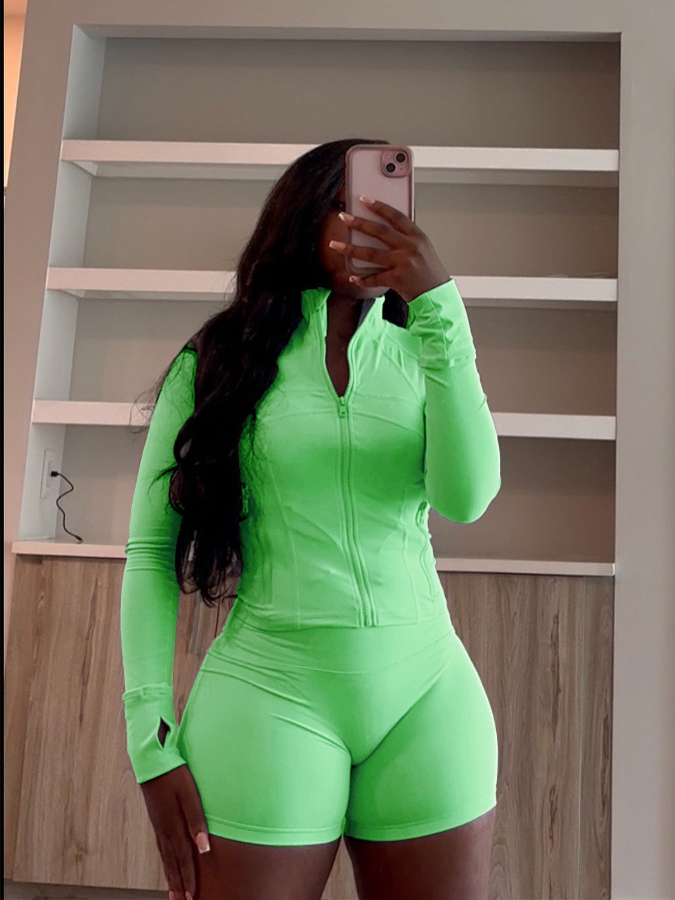 Long Sleeve Zipper Crop Lounge Sweatsuit