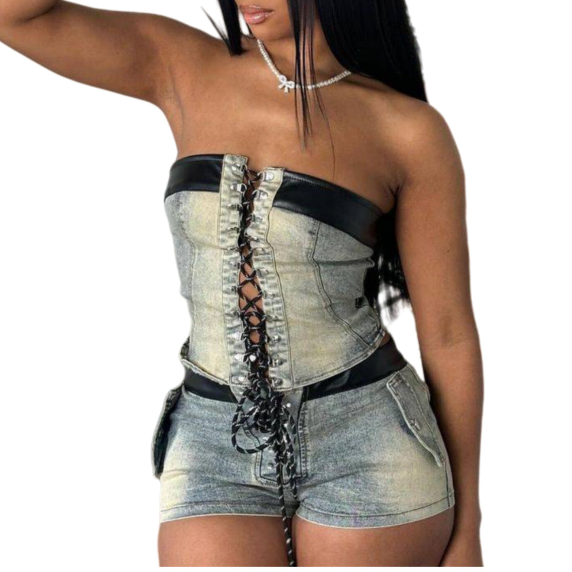 Tie-Front Bustie Stretch Set