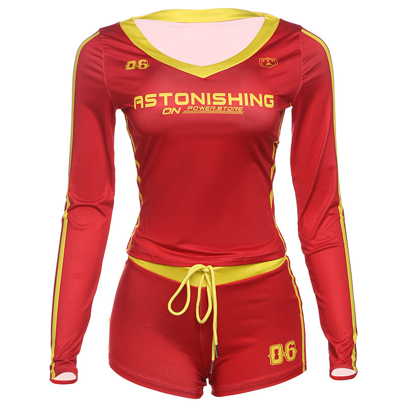 V-Neck High-Waisted Bodycon Pants Set