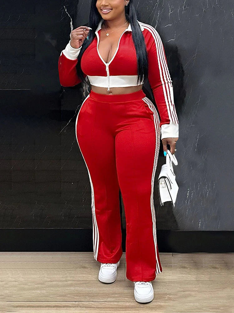 Striped Zip Jacket & Pants Set