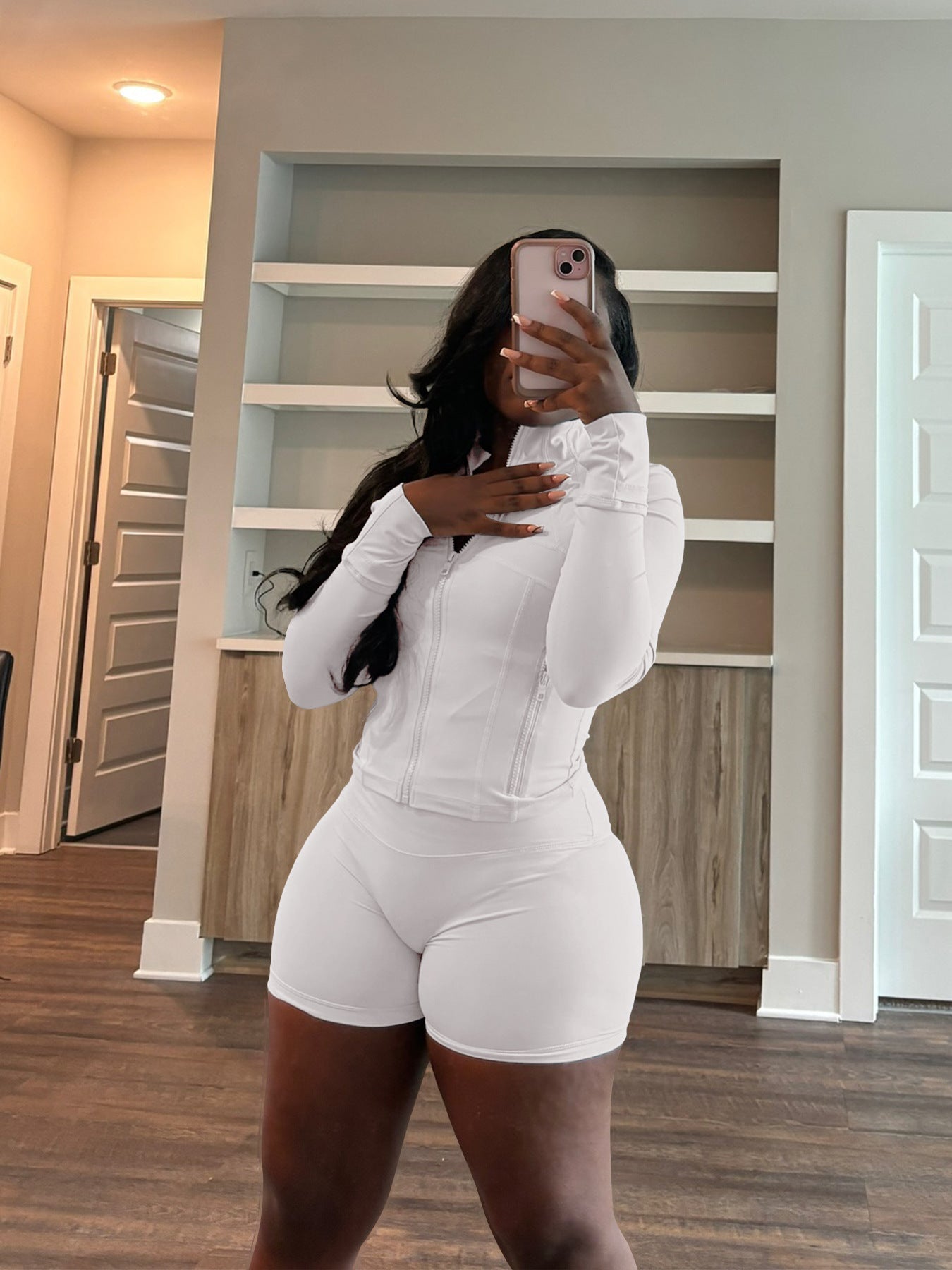 Long Sleeve Zipper Crop Lounge Sweatsuit