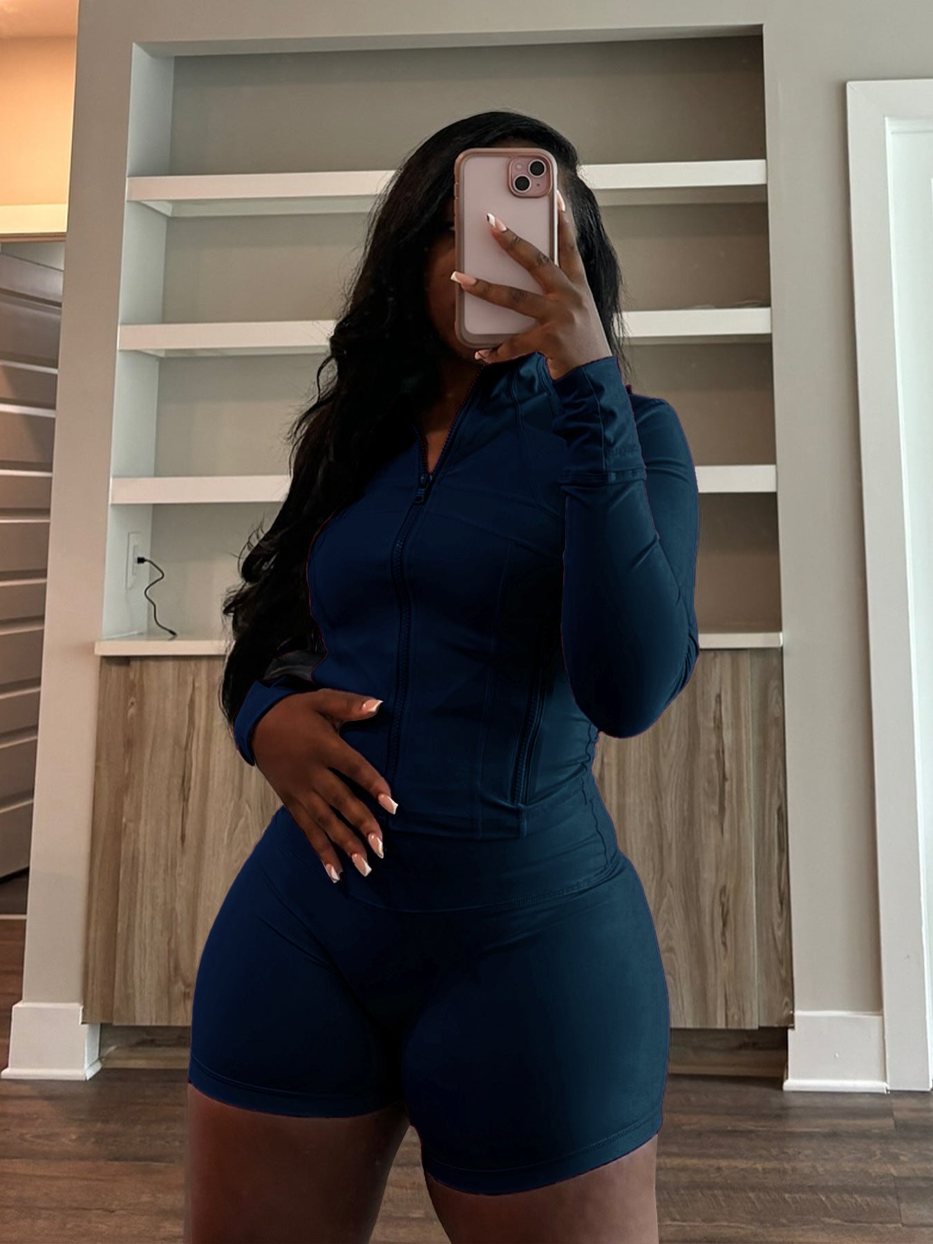 Long Sleeve Zipper Crop Lounge Sweatsuit