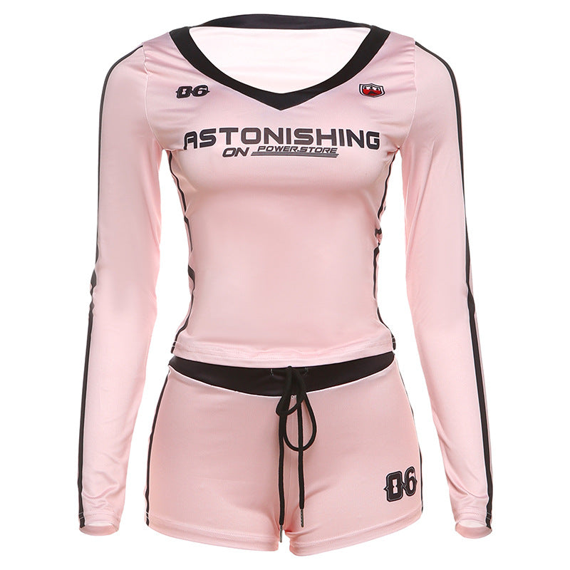 V-Neck High-Waisted Bodycon Pants Set