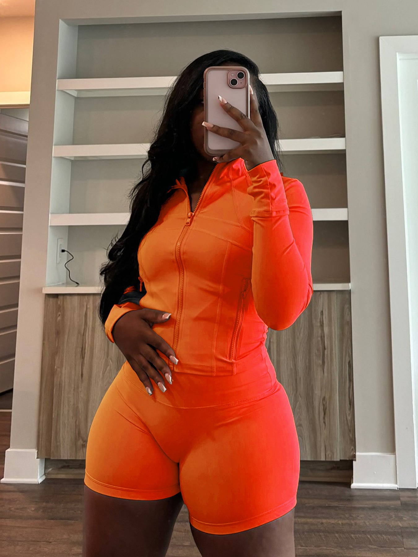 Long Sleeve Zipper Crop Lounge Sweatsuit