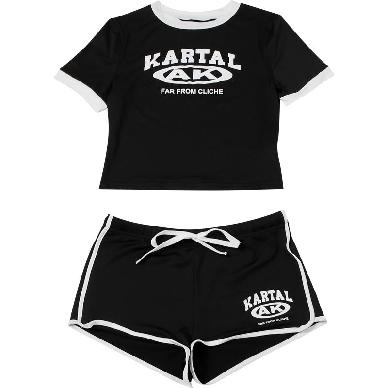 Printed Slim-Fit Crop Top Shorts Set