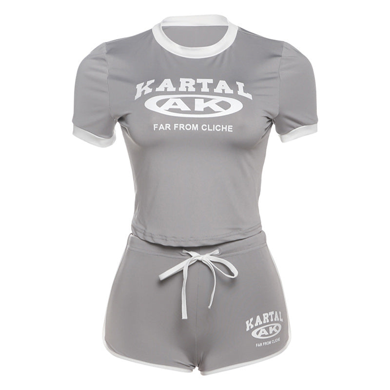 Printed Slim-Fit Crop Top Shorts Set