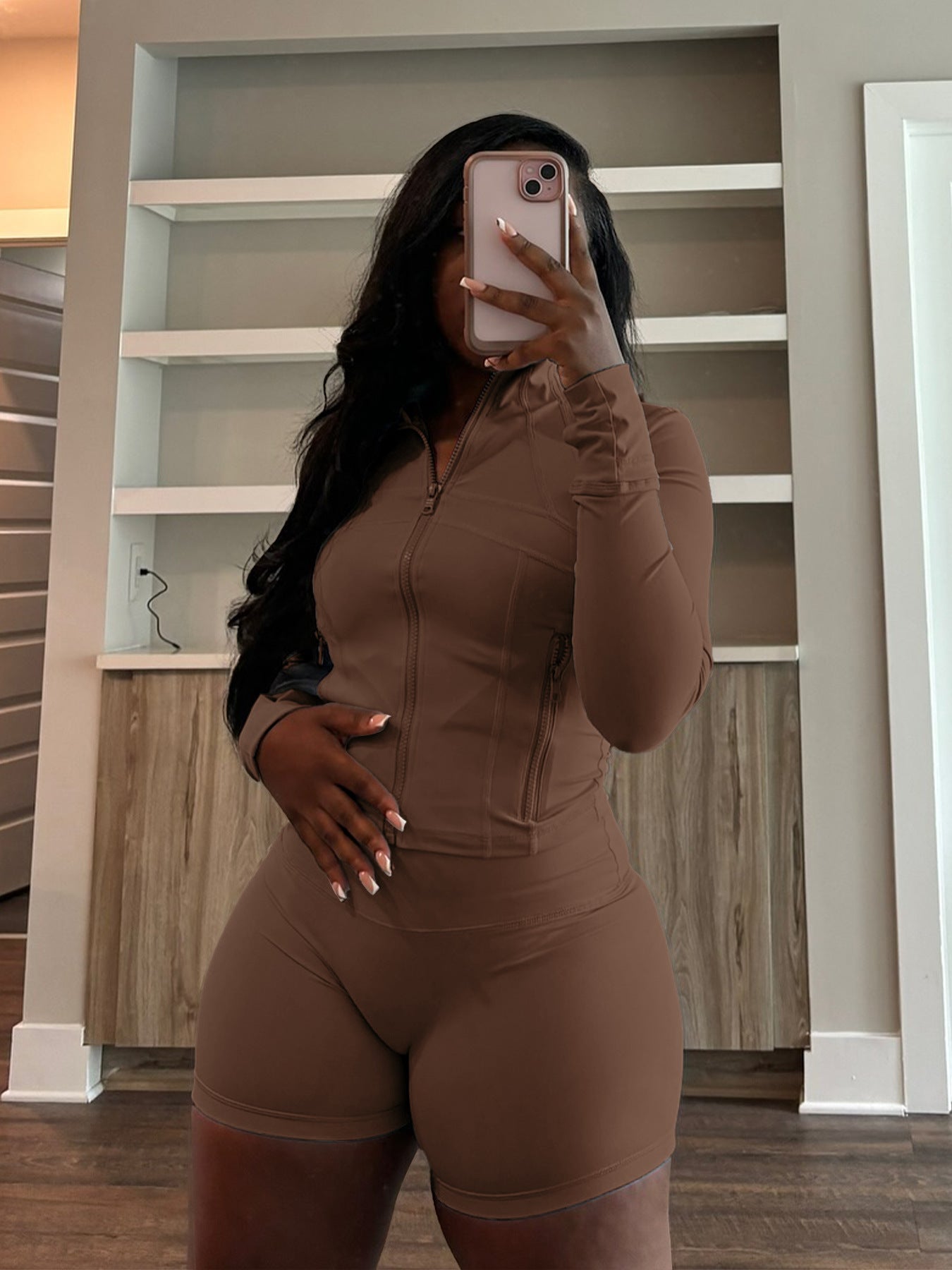 Long Sleeve Zipper Crop Lounge Sweatsuit