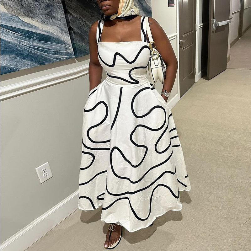 Square collar Cinched Waist slip dress