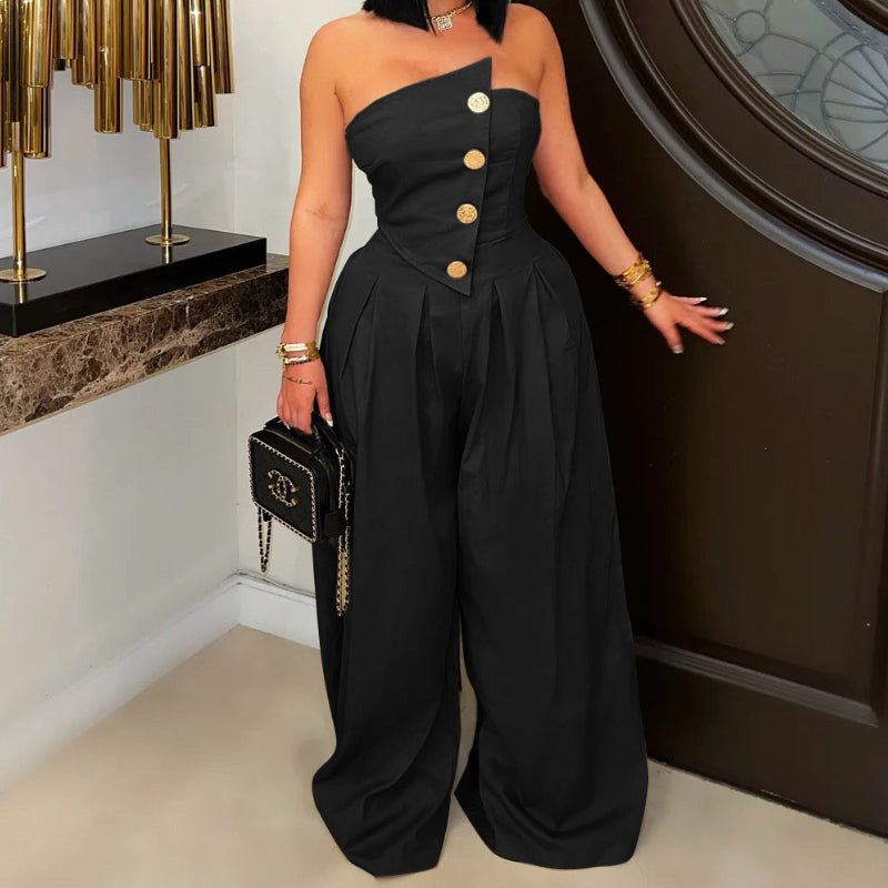 Sexy Metal buttons tube  suit