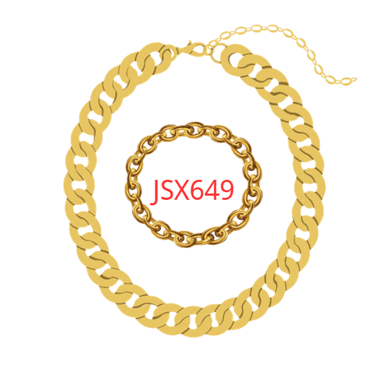 Gold Bracelet and Necklace Set (JSX649)