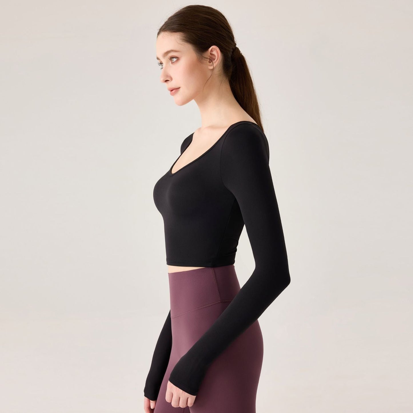 Open-Back Long-Sleeve Top (with built-in bra)