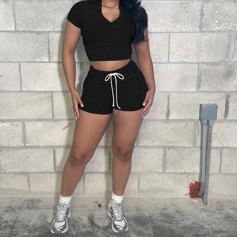 Textured Washed-Faded Casual Set