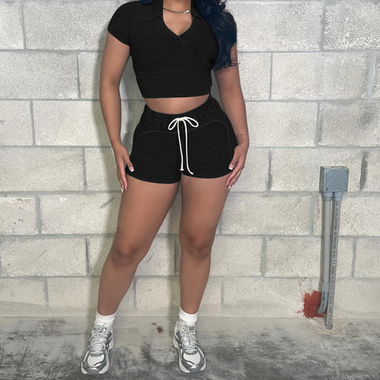 Textured Washed-Faded Casual Set